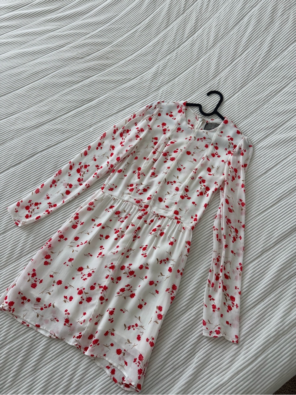 Reformation White Mini Dress with Red Floral Print